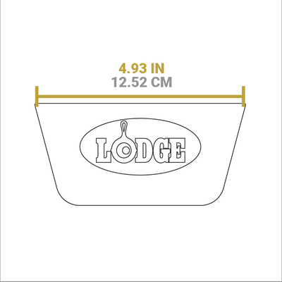 Dimensional drawing of product. Width of handle opening is 4.93 inches.