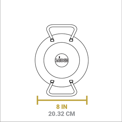 Dimensional drawing of product. Total width is 8 inches.