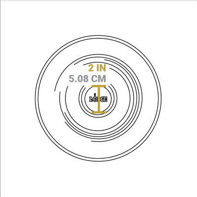 Dimensional drawing of product lid. Diameter of knob is 2 inches.