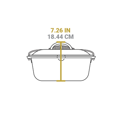 Dimensional drawing of product. Total height including lid is 7.26 inches.