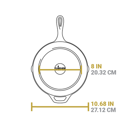Dimensional drawing product. Flat bottom width is 8 inches, total width is 10.68 inches.