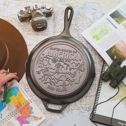 Lodge 10.25 Inch Seasoned Cast Iron Skillet, USA Icons