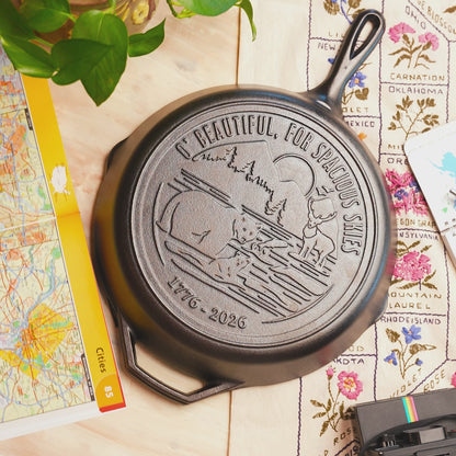 Lodge 12 Inch Seasoned Cast Iron Skillet, Spacious Skies