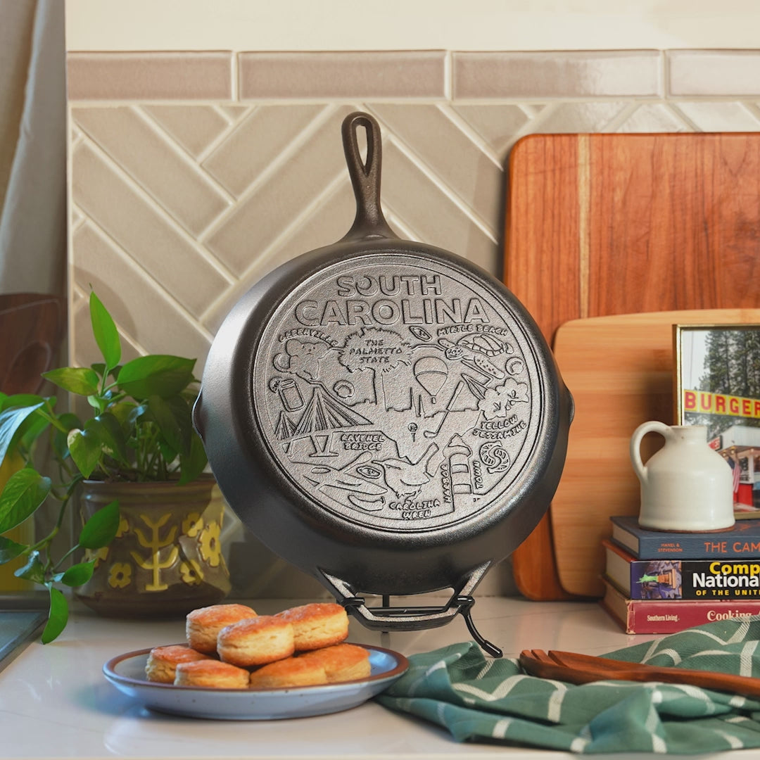 American Road Trip: 12 Inch Seasoned Cast Iron Skillet, South Carolina