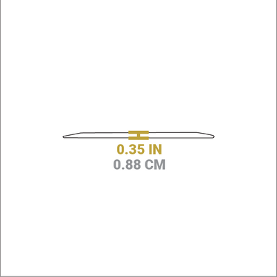 Dimensional drawing of pan scraper. Height is 0.35 inches.