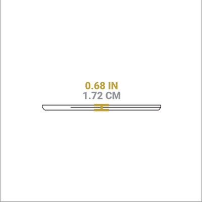 Dimensional drawing of underliner. Height is 0.68 inches.