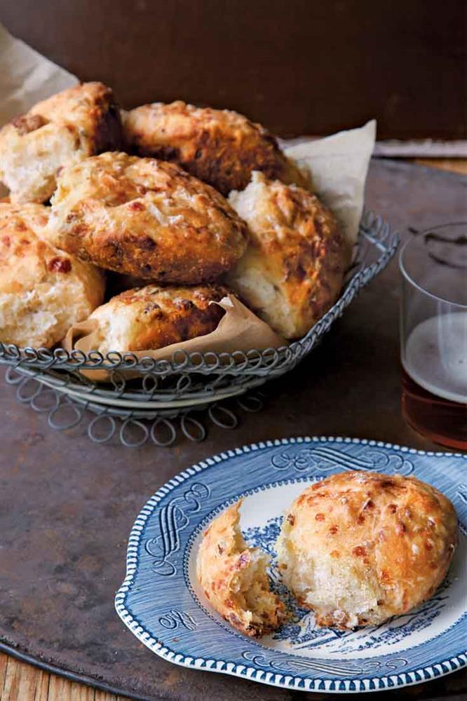 Spicy Sausage and Cheddar Yeast Rolls