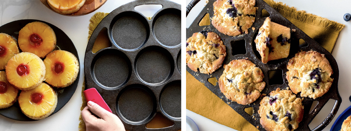 Cast Iron Muffin Tin Mini Cake Pan With Handles Pre-Seasoned