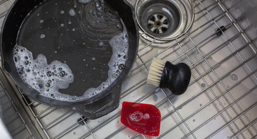 This Cast Iron Brush Cleans Your Skillets and Pans in Minutes