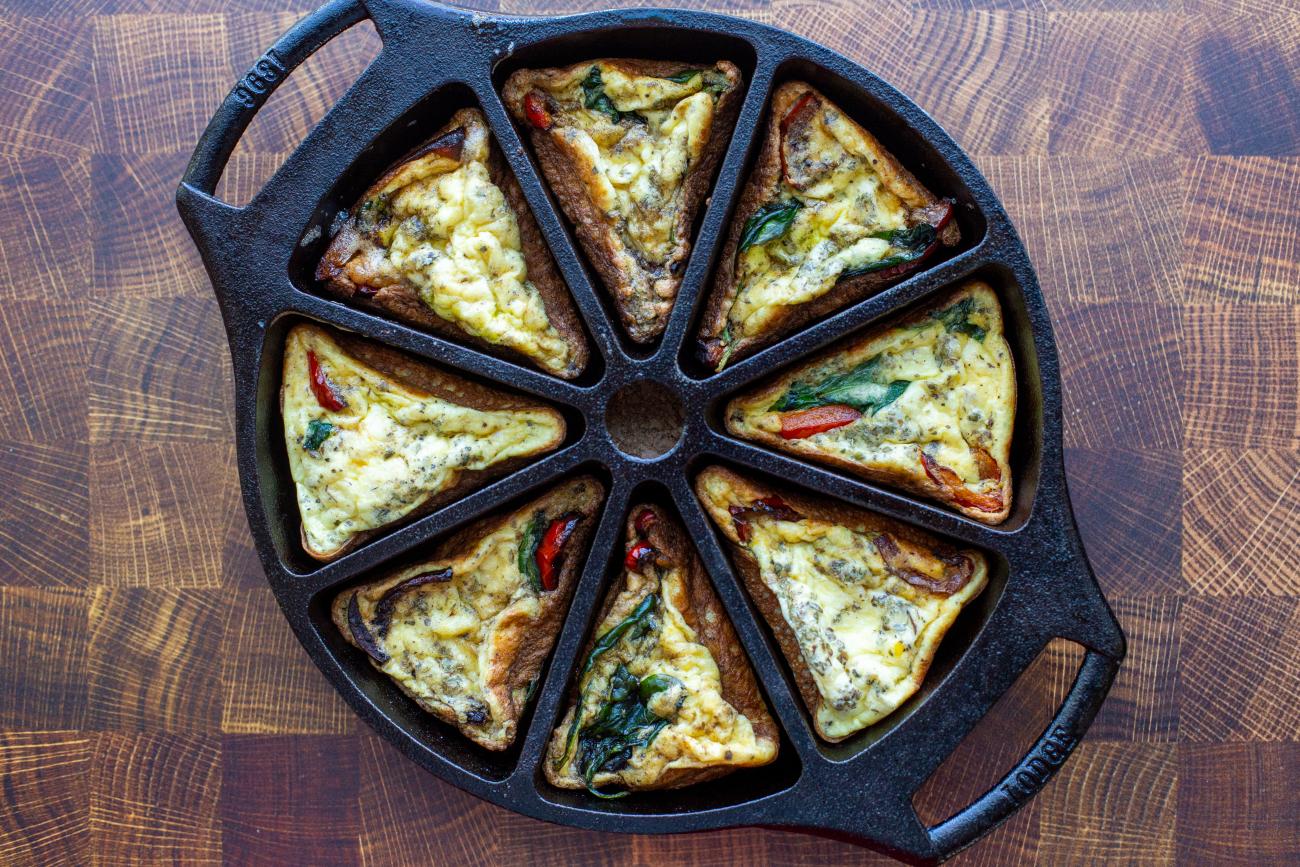 Frittata Wedges With Roasted Red Pepper, Spinach, and Ricotta