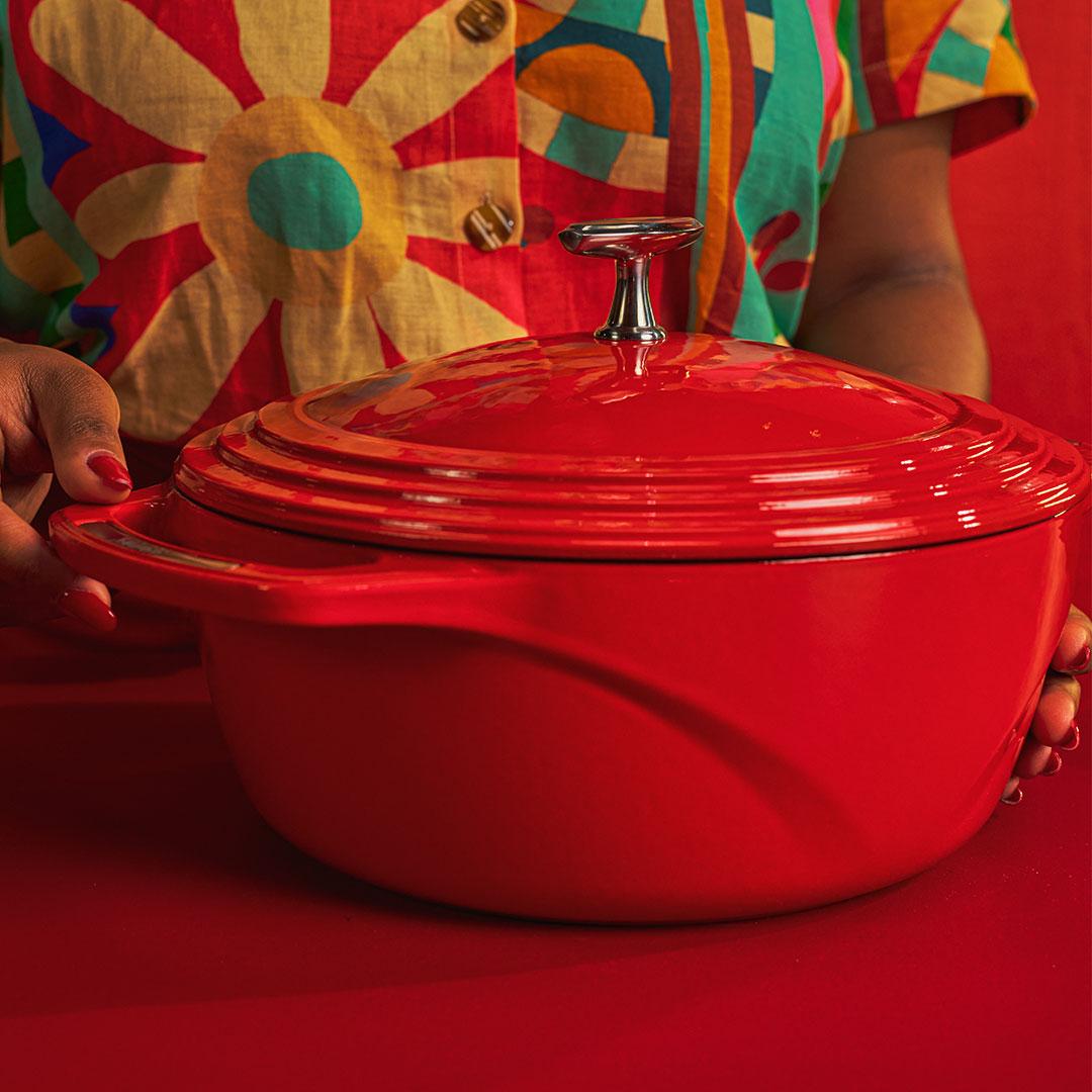 Lodge 4.5-Qt. Cherry on Top Red USA Enameled Cast Iron Dutch Oven