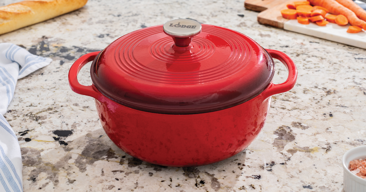 Lodge Cast Iron Enameled Cast Iron Grill Pan, Red 